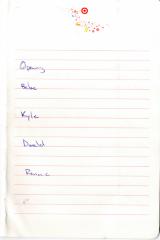 Handwritten rehearsal notes for No Boundaries performance